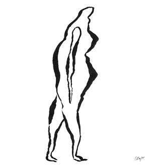 Dessin encre noire encre de chine pinceau silhouette improvisation homme